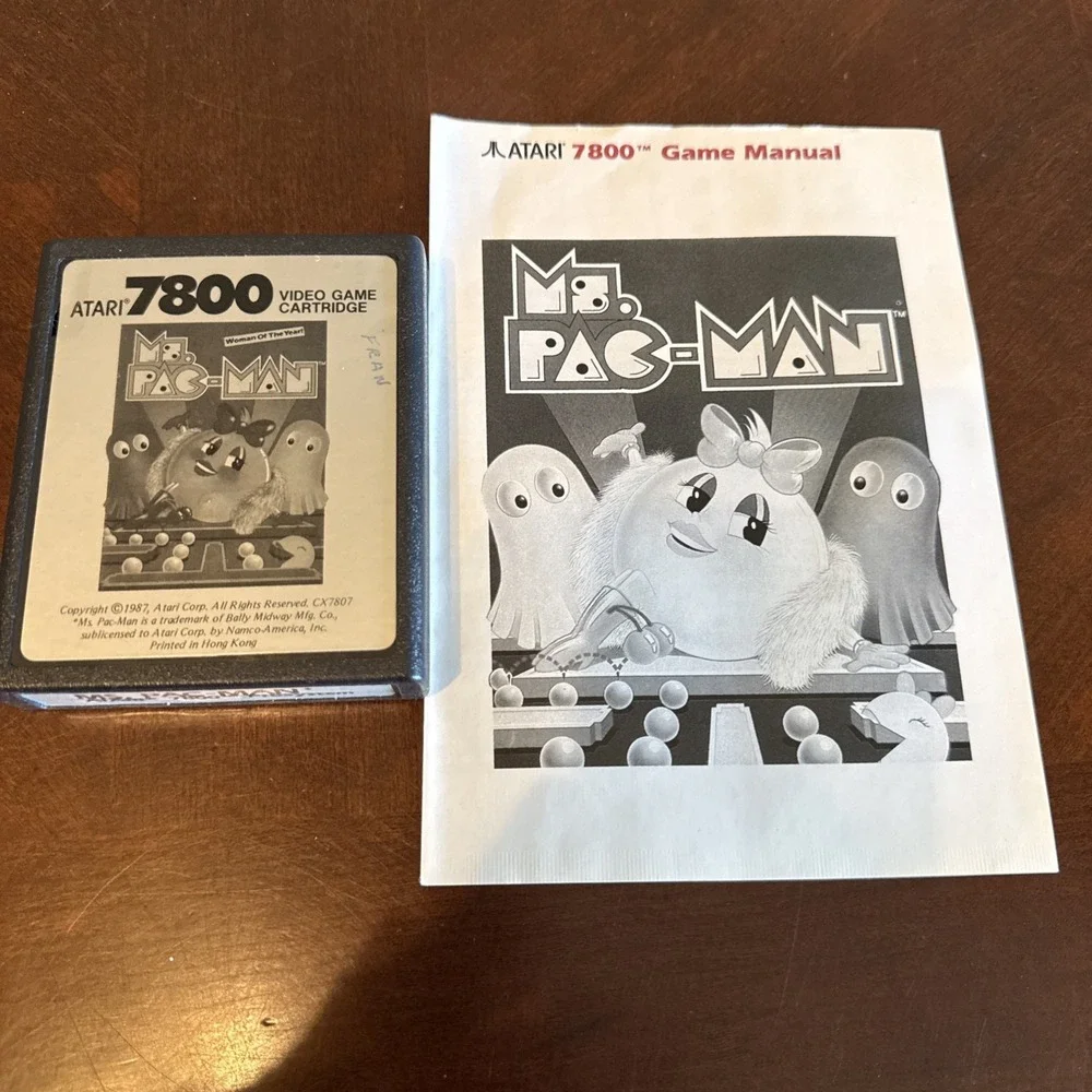 Atari 7800 Ms PAC-MAN Cartridge 1987 Tested W Manual